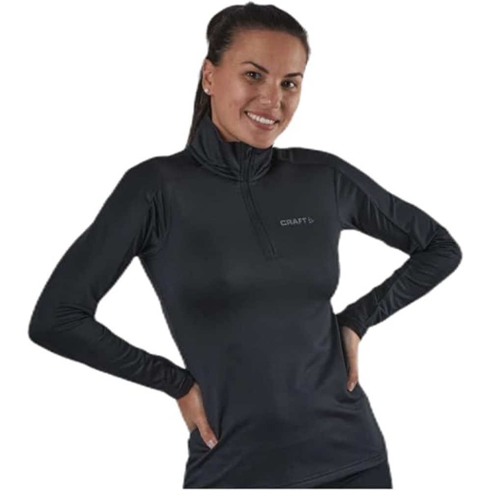 Prime CRAFT Long-Sleeve Tee Running Top Small Black Partial Zip